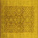 Square Machine Washable Oriental Yellow Traditional Rug, wshurb877yw