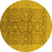 Round Oriental Yellow Traditional Rug, urb877yw