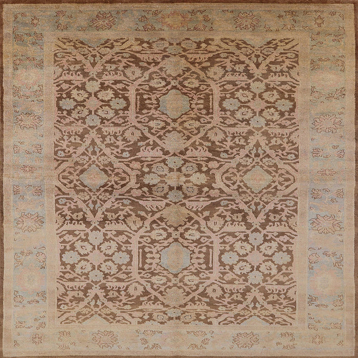 Square Machine Washable Industrial Modern Light Brown Rug, wshurb877