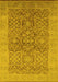 Machine Washable Oriental Yellow Traditional Rug, wshurb877yw