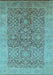 Machine Washable Oriental Light Blue Traditional Rug, wshurb877lblu