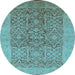 Round Oriental Light Blue Traditional Rug, urb877lblu