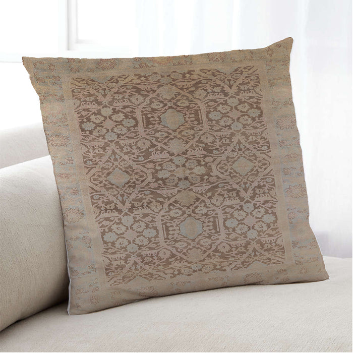 Lifestyle Image of Mid-Century Modern Urban Square Light Brown Throw Pillow, 18 inch by 18 inch, pwurb877