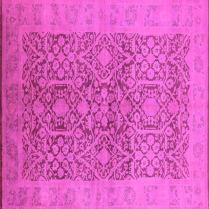 Square Machine Washable Oriental Pink Traditional Rug, wshurb877pnk