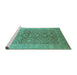 Sideview of Machine Washable Oriental Turquoise Traditional Area Rugs, wshurb877turq