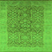 Square Machine Washable Oriental Green Traditional Area Rugs, wshurb877grn