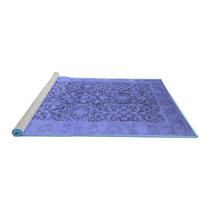 Sideview of Machine Washable Oriental Blue Traditional Rug, wshurb877blu