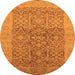 Round Oriental Orange Traditional Rug, urb877org