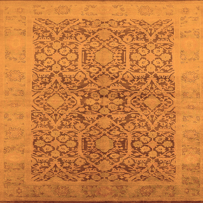 Square Oriental Orange Traditional Rug, urb877org