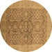 Round Oriental Brown Traditional Rug, urb877brn