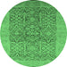 Round Oriental Emerald Green Traditional Rug, urb877emgrn