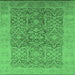 Square Machine Washable Oriental Emerald Green Traditional Area Rugs, wshurb877emgrn