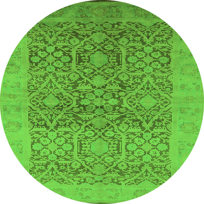 Round Oriental Green Traditional Rug, urb877grn