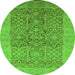 Round Oriental Green Traditional Rug, urb877grn