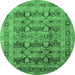 Round Oriental Emerald Green Industrial Rug, urb878emgrn