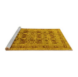 Sideview of Machine Washable Oriental Yellow Industrial Rug, wshurb878yw