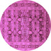 Round Machine Washable Oriental Purple Industrial Area Rugs, wshurb878pur