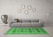 Machine Washable Oriental Emerald Green Industrial Area Rugs in a Living Room,, wshurb878emgrn