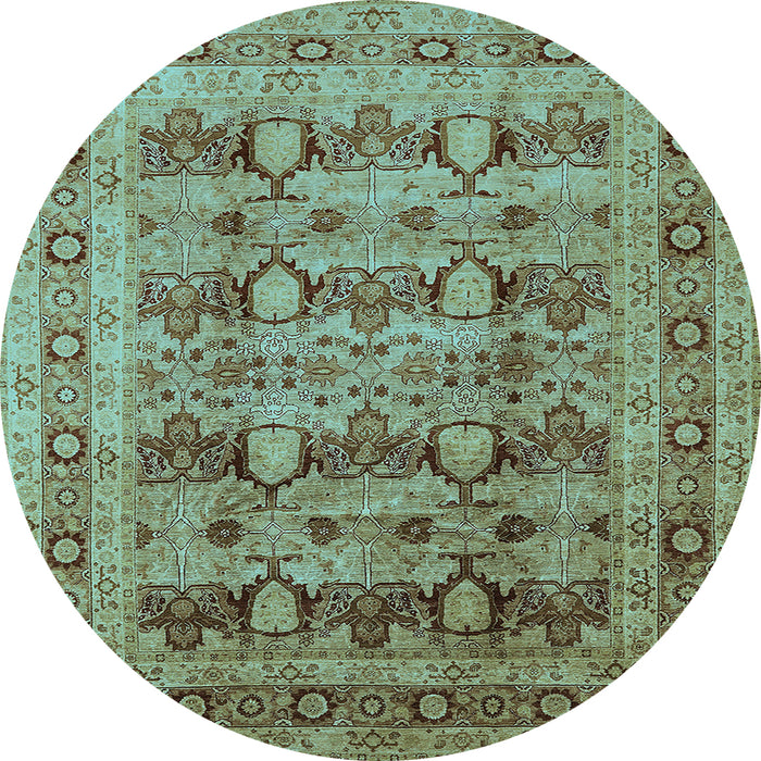 Round Oriental Light Blue Industrial Rug, urb878lblu