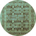 Round Oriental Light Blue Industrial Rug, urb878lblu