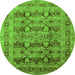 Round Oriental Green Industrial Rug, urb878grn