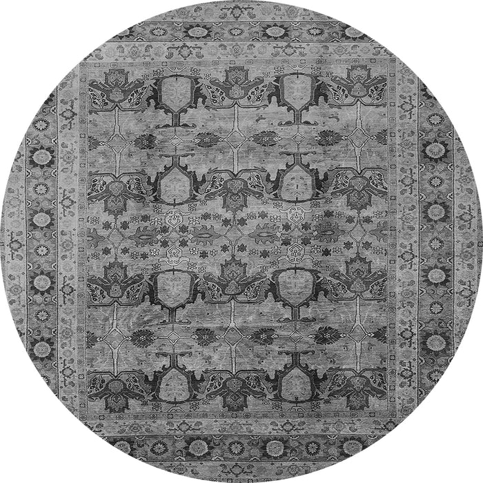 Round Oriental Gray Industrial Rug, urb878gry