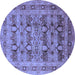 Round Oriental Blue Industrial Rug, urb878blu