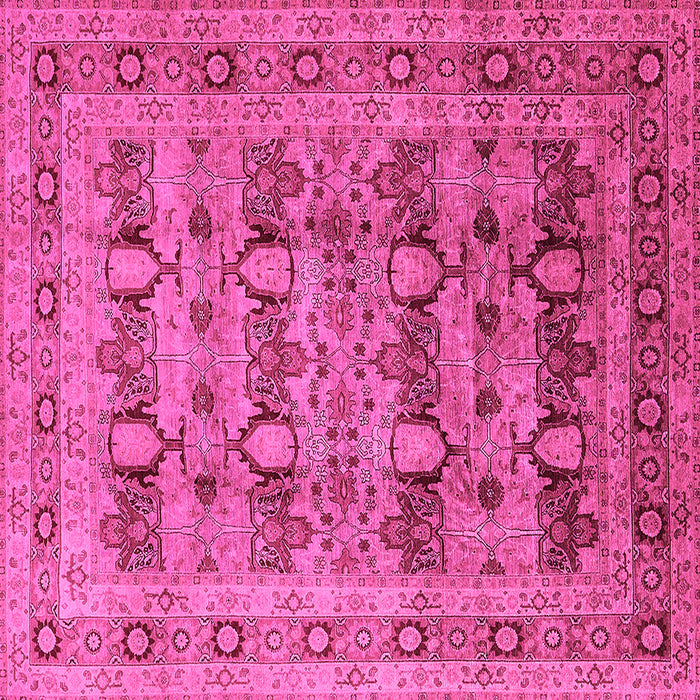 Square Machine Washable Oriental Pink Industrial Rug, wshurb878pnk