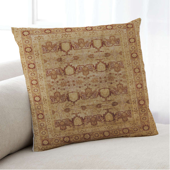 Lifestyle Image of Mid-Century Modern Urban Square Mahogany Brown Throw Pillow, 18 inch by 18 inch, pwurb878