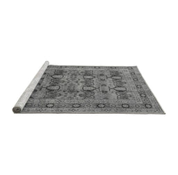 Sideview of Machine Washable Oriental Gray Industrial Rug, wshurb878gry