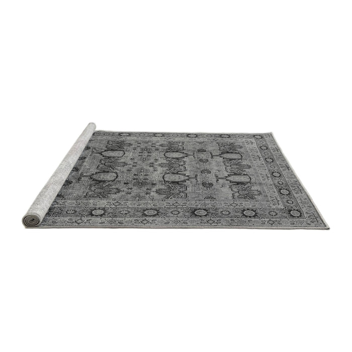 Sideview of Machine Washable Oriental Gray Industrial Rug, wshurb878gry