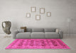 Machine Washable Oriental Pink Industrial Rug in a Living Room, wshurb878pnk