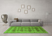 Machine Washable Oriental Green Industrial Area Rugs in a Living Room,, wshurb878grn