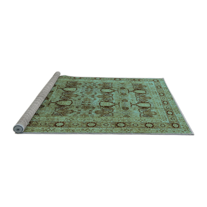Sideview of Machine Washable Oriental Light Blue Industrial Rug, wshurb878lblu