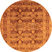 Round Oriental Orange Industrial Rug, urb878org