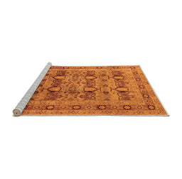 Sideview of Machine Washable Oriental Orange Industrial Area Rugs, wshurb878org