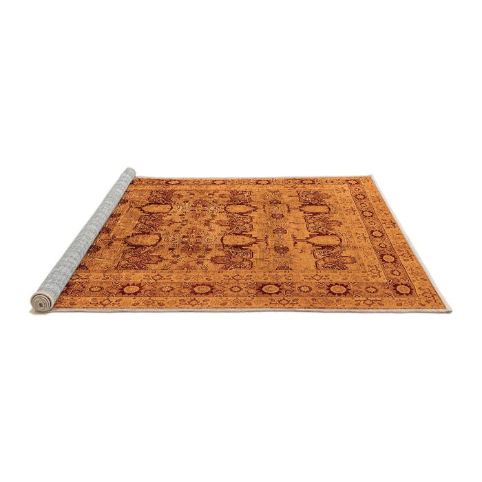 Sideview of Machine Washable Oriental Orange Industrial Area Rugs, wshurb878org