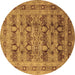 Round Machine Washable Oriental Brown Industrial Rug, wshurb878brn