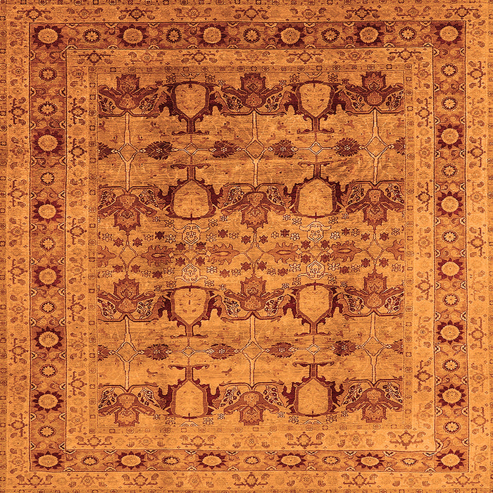Square Oriental Orange Industrial Rug, urb878org