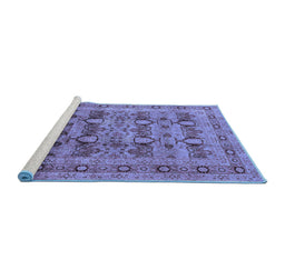 Sideview of Machine Washable Oriental Blue Industrial Rug, wshurb878blu