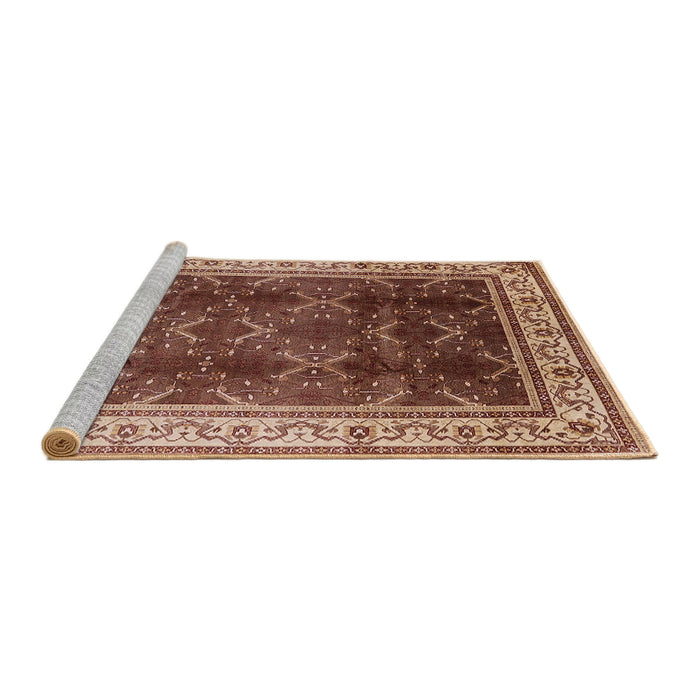 Sideview of Machine Washable Industrial Modern Saffron Red Rug, wshurb879