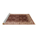 Sideview of Machine Washable Industrial Modern Saffron Red Rug, wshurb879