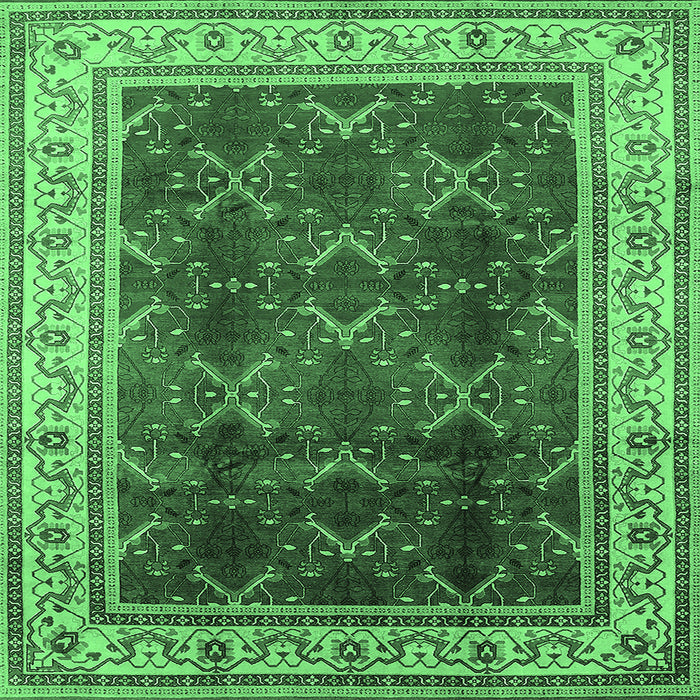 Square Oriental Emerald Green Traditional Rug, urb879emgrn