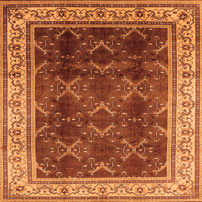 Square Oriental Orange Traditional Rug, urb879org