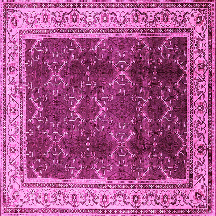 Square Machine Washable Oriental Pink Traditional Rug, wshurb879pnk
