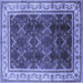 Square Machine Washable Oriental Blue Traditional Rug, wshurb879blu