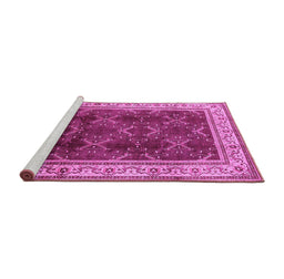 Sideview of Machine Washable Oriental Pink Traditional Rug, wshurb879pnk