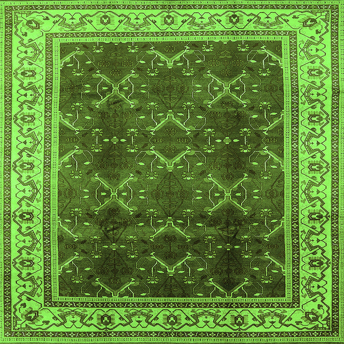 Square Oriental Green Traditional Rug, urb879grn
