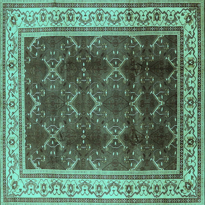 Square Oriental Turquoise Traditional Rug, urb879turq