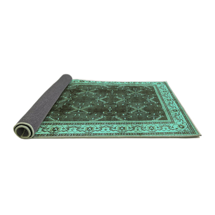 Sideview of Oriental Turquoise Traditional Rug, urb879turq